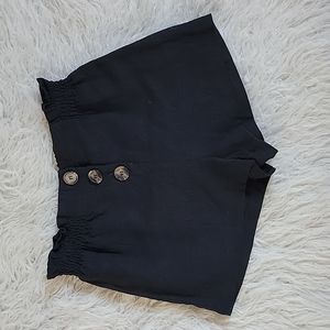 New!  Big Water Blue Sky Button Front Linen Paperbag Shorts Black